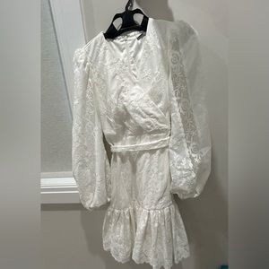 Badgely Mischka Floral Lace Wrap Dress